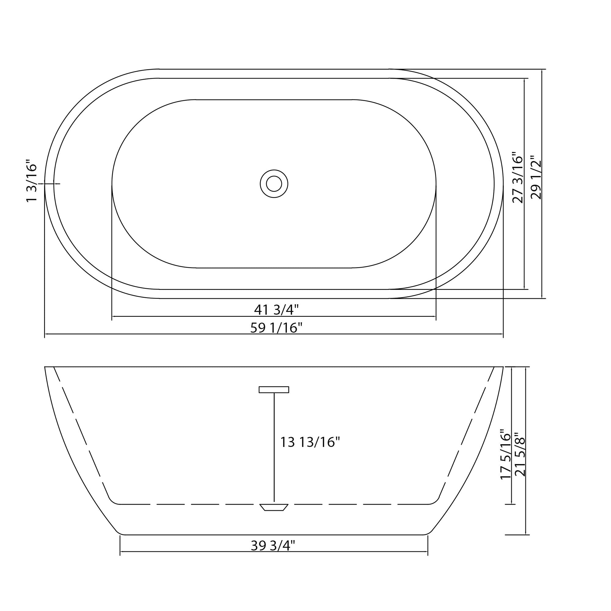 Elegant Oval Freestanding Bathtub, Overflow &amp; Pop Up Drain
