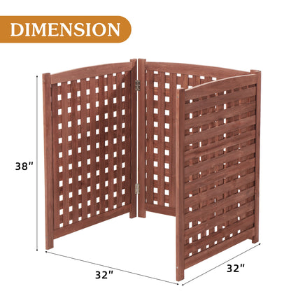 Air Conditioner Fence Screen Outside, Cedar Privacy Fence 3 Panels To Hide Ac &amp; Trash Enclosure