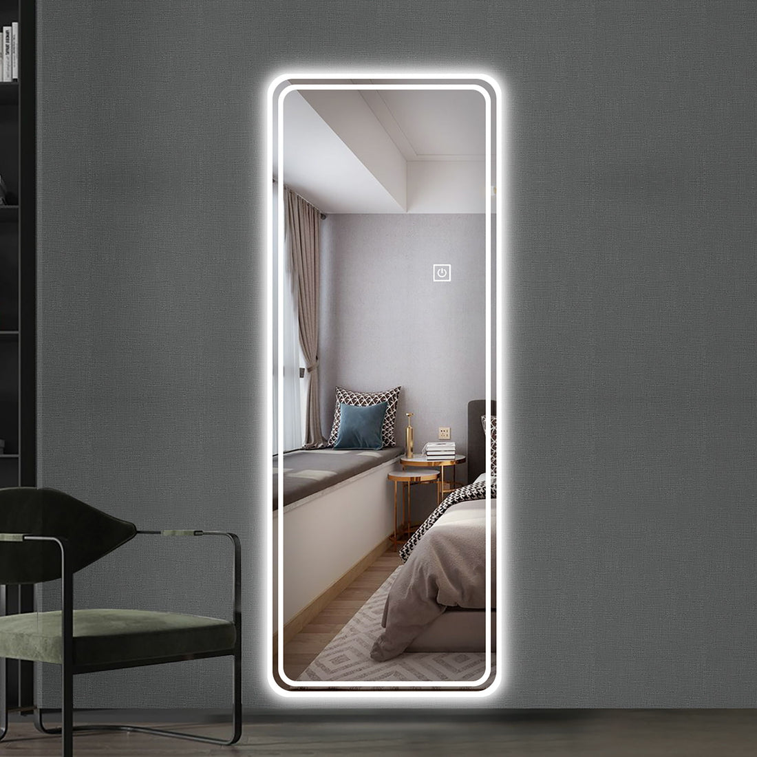 Full Length Floor Mirror LED Whole Body Mirror, Wall Mounted Hanging Mirror With Lights, Makeup Vanity Mirror, Bedroom Full Size Body Mirror With Dimming &amp; 3 Color Modes - Clear