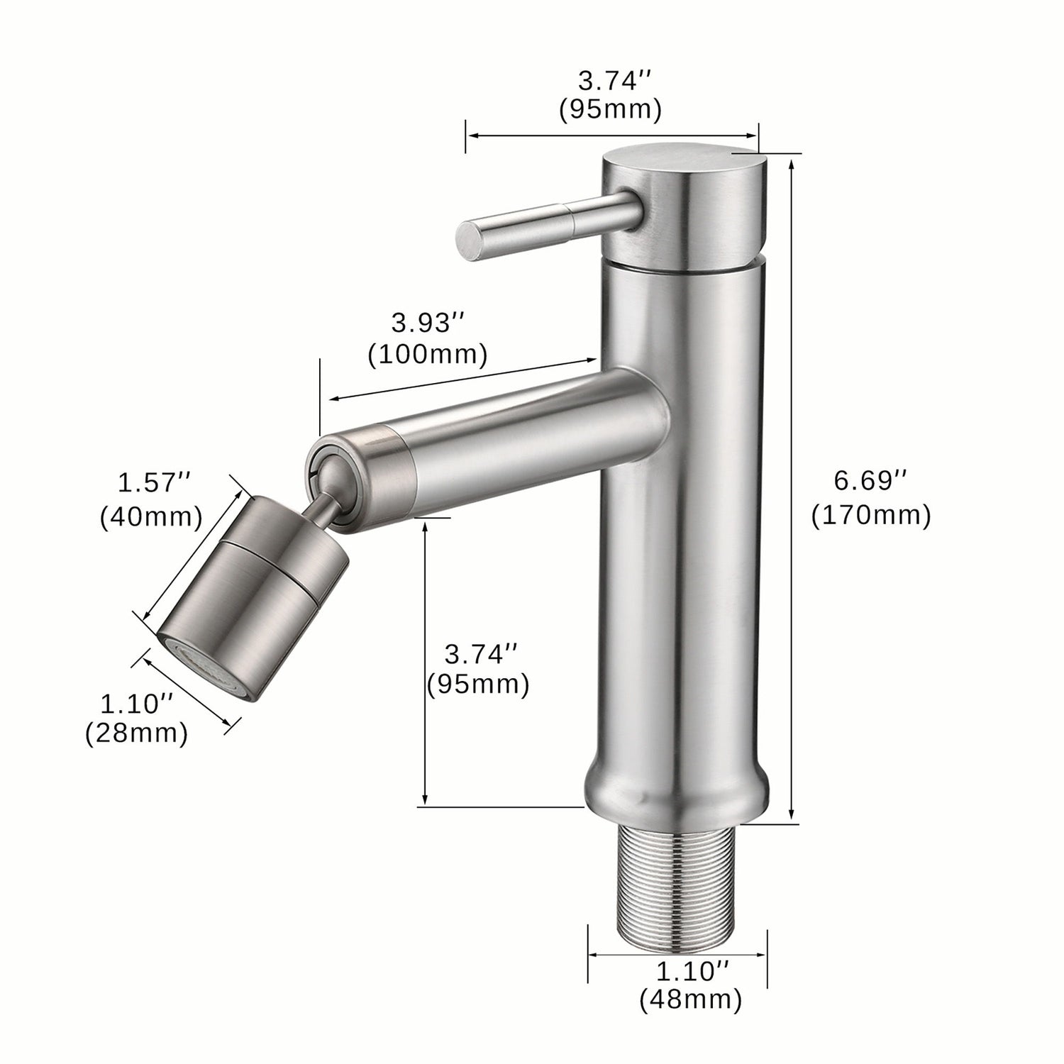 2 Mode Bathroom Faucet With 360 Degree Rotating Aerator For Sink