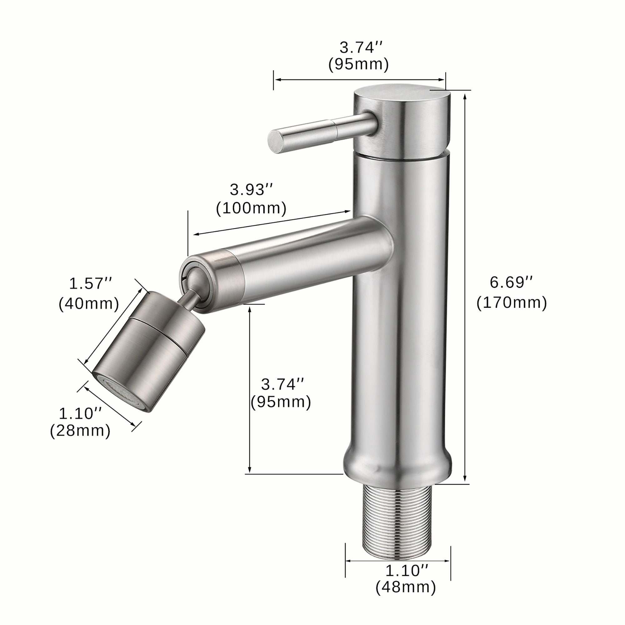 2 Mode Bathroom Faucet With 360 Degree Rotating Aerator For Sink