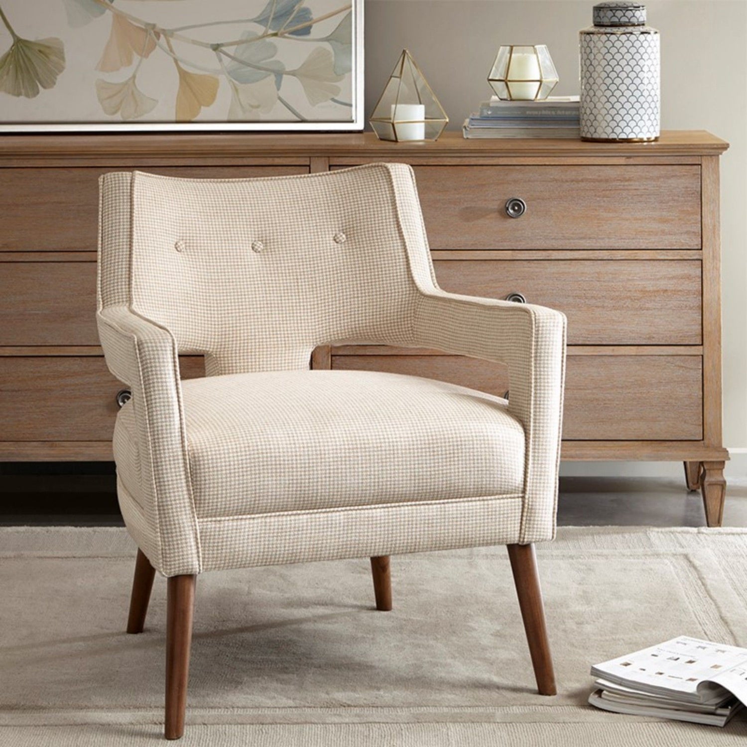 Palmer - Accent Chair Open Arm Design - Cream