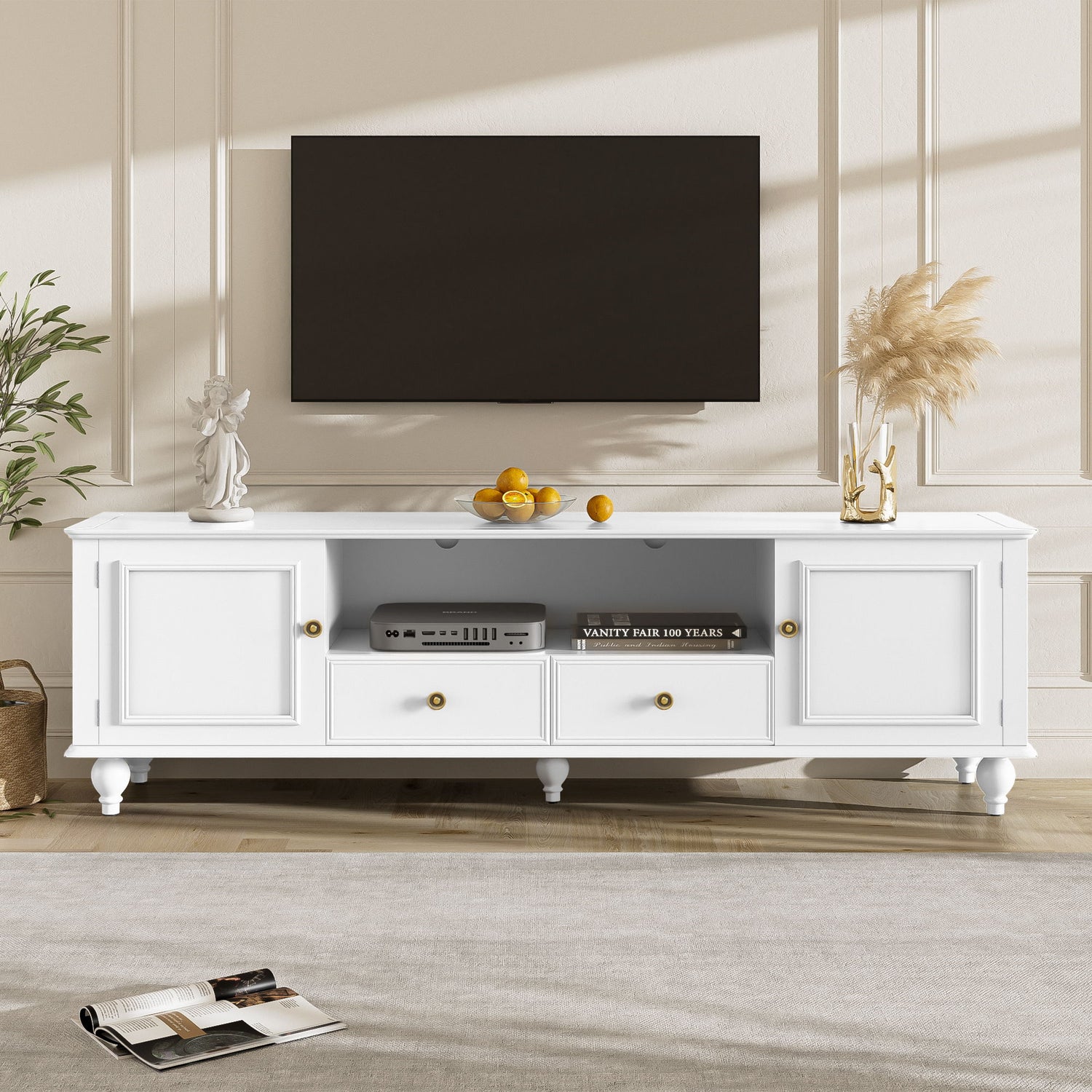 TV Stand For TVs Up To 80&quot;, Entertainment Center With Open Compartment