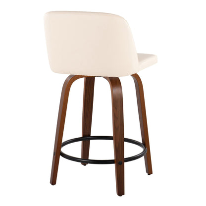 Toriano - Mid Century Modern, Fixed Height Counter Stool &amp; Swivel And Round Footrest (Set of 2)