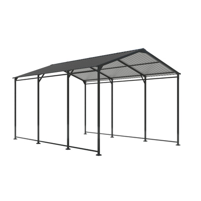 Metal Carport 10 5Ft Heavy Duty With Galvanized Steel Roof Metal Garage Canopy With Galvanized Steel Roof &amp; Frame Car Tent Outdoor Storage Shed - Gray