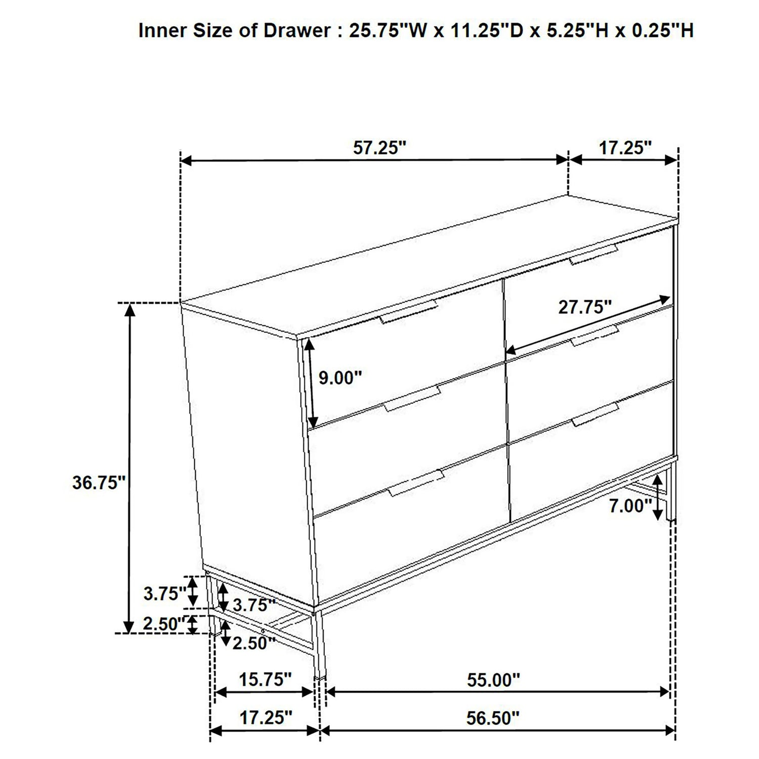 Taraval - 6 Drawer Bedroom Dresser - White
