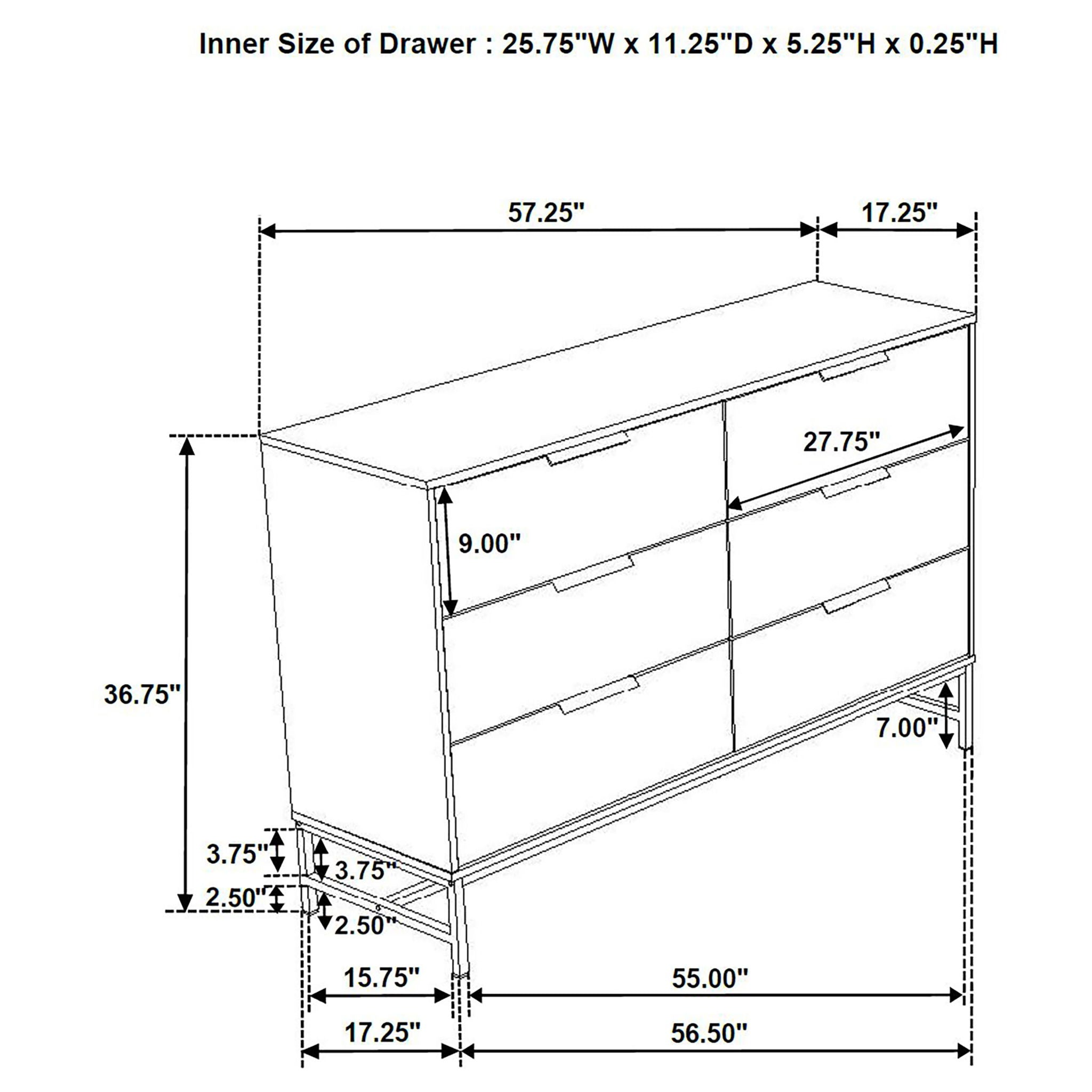 Taraval - 6 Drawer Bedroom Dresser - White