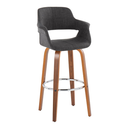 Vintage Flair - Mid Century Modern Fixed Height Barstool With Swivel &amp; Round Footrest (Set of 2)
