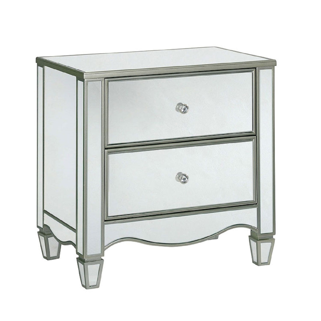 Nightstand With Mirror Panels - Silver