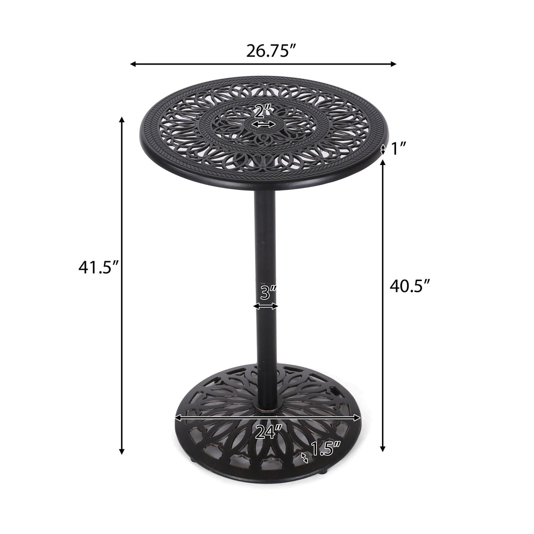 Phoebe - Outdoor Cast Bar Table - Black