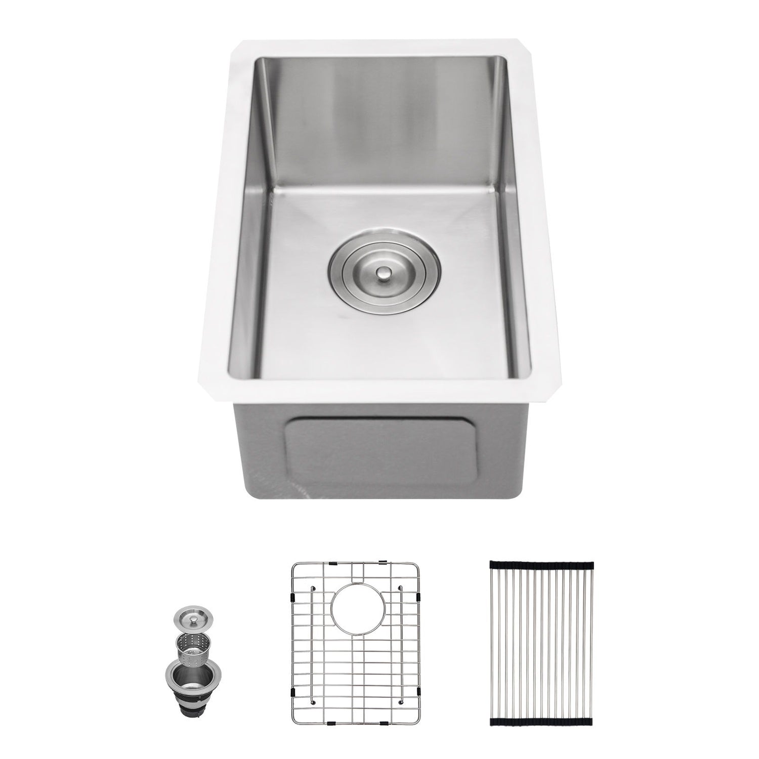 12&quot; Undermount Kitchen Sink, Deep Single Bowl - Brushed Nickel