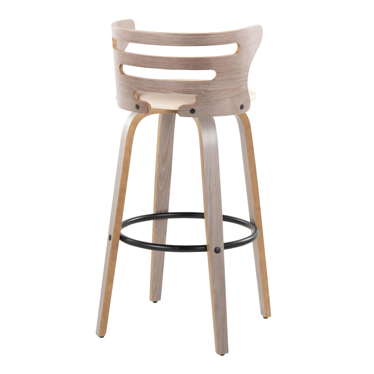 Cosini - Mid Century Modern Fixed Height, Barstool &amp; Swivel And Round Footrest (Set of 2)