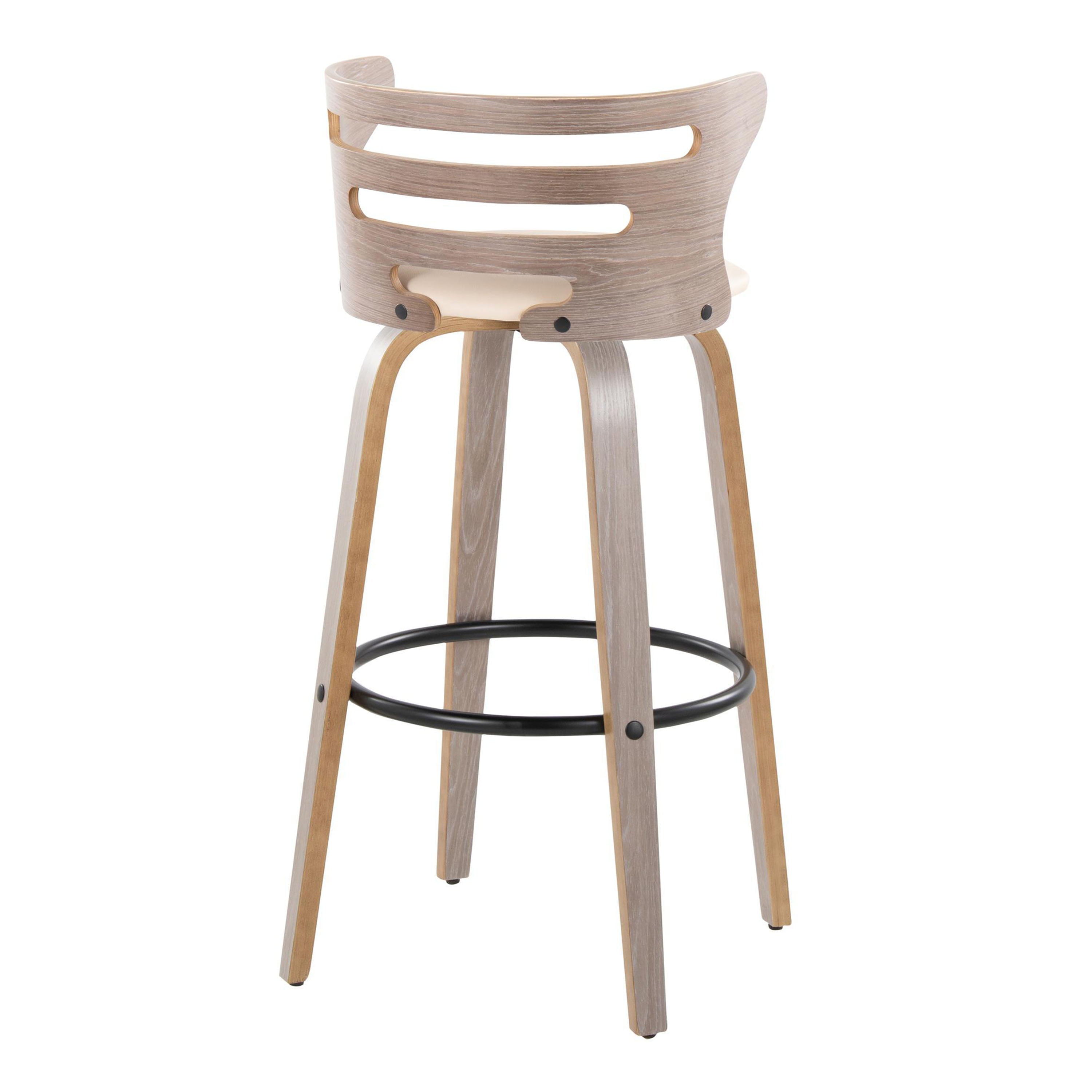 Cosini - Mid Century Modern Fixed Height, Barstool &amp; Swivel And Round Footrest (Set of 2)
