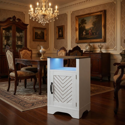 Farmhouse Nightstand With Charging Station &amp; Storage