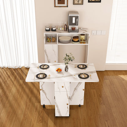 Multifunctional Folding Dining Table With Wall-Mounted Sideboard &amp; Storage