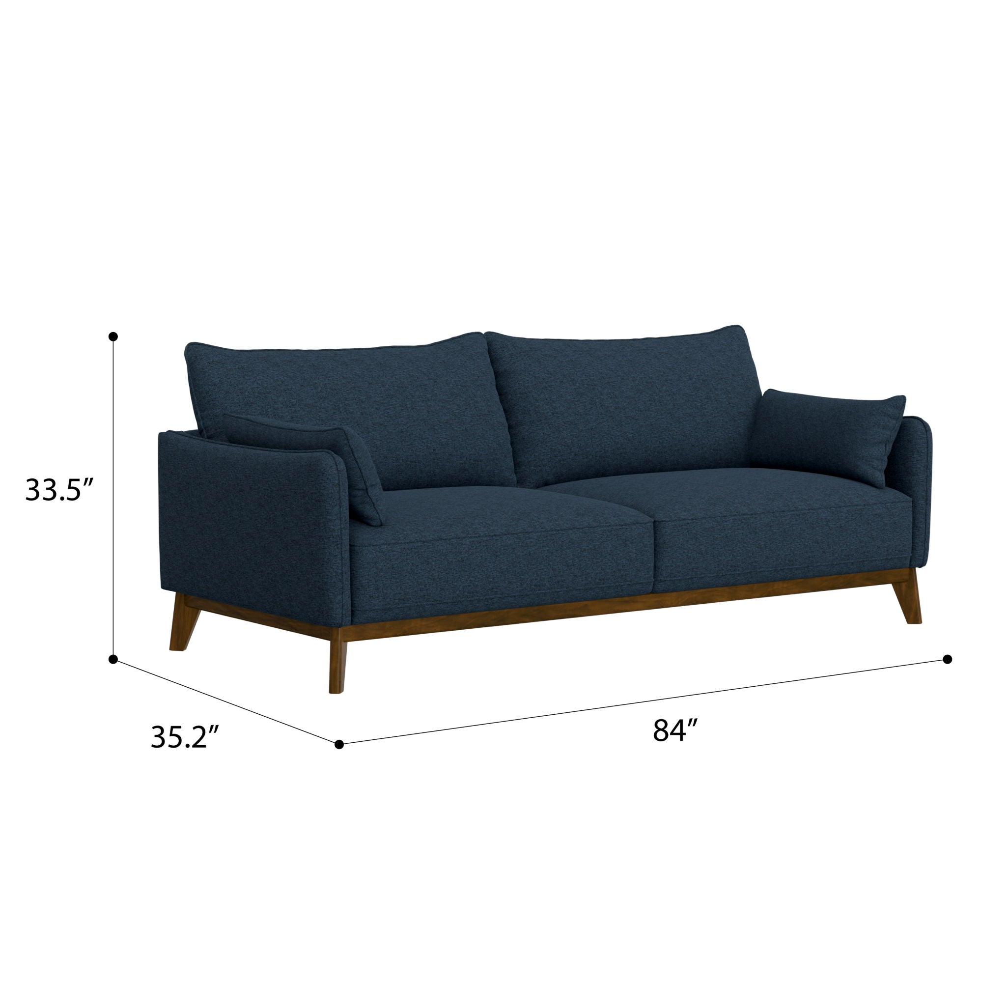 Sofa Wide With Attached Legs - Blue