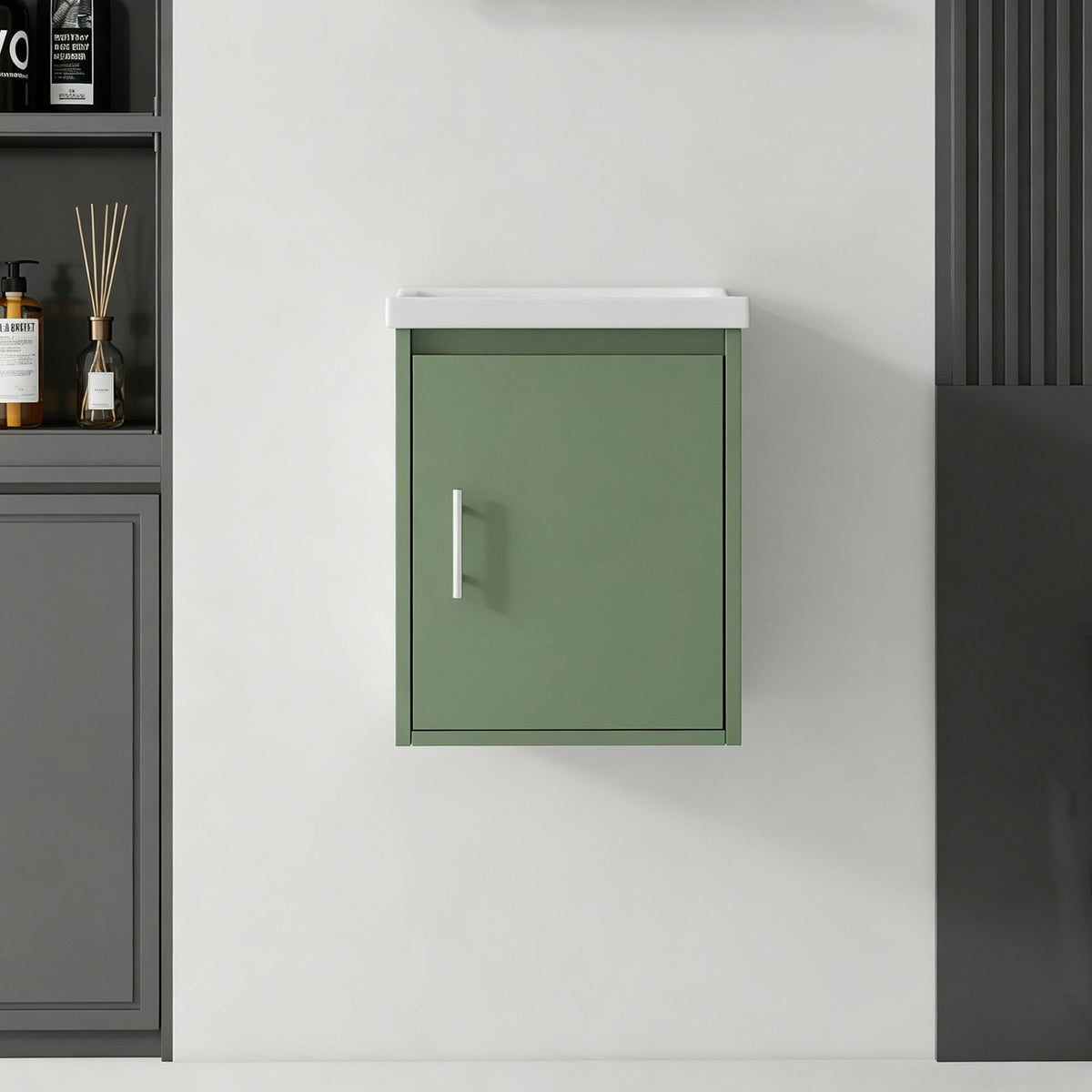 Floating Bathroom Vanity Combo, Wall Mounted Cabinet With Sink &amp; Soft Close Doors For Small Bathrooms