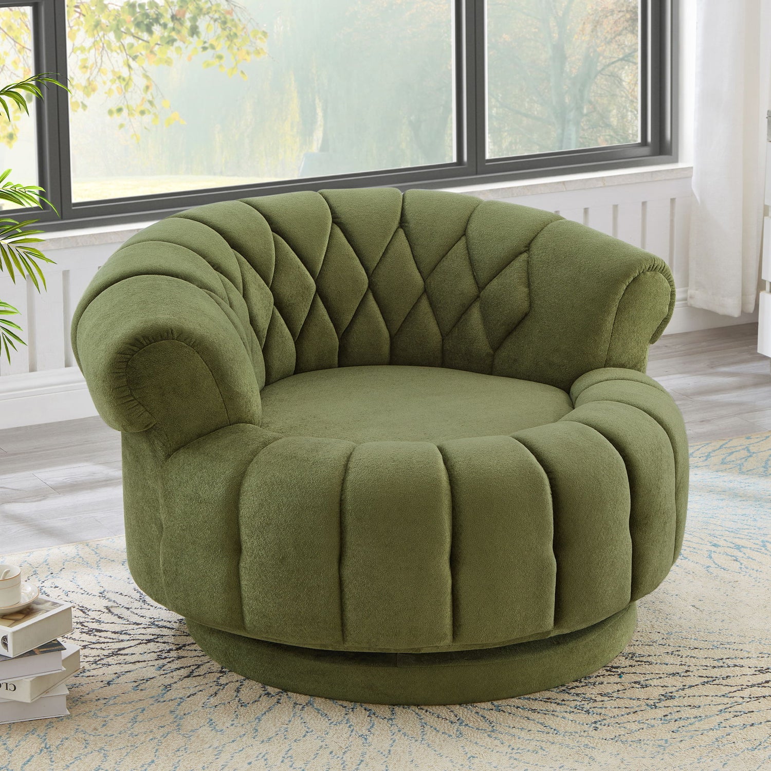 Round Swivel Accent Chair With Rotation