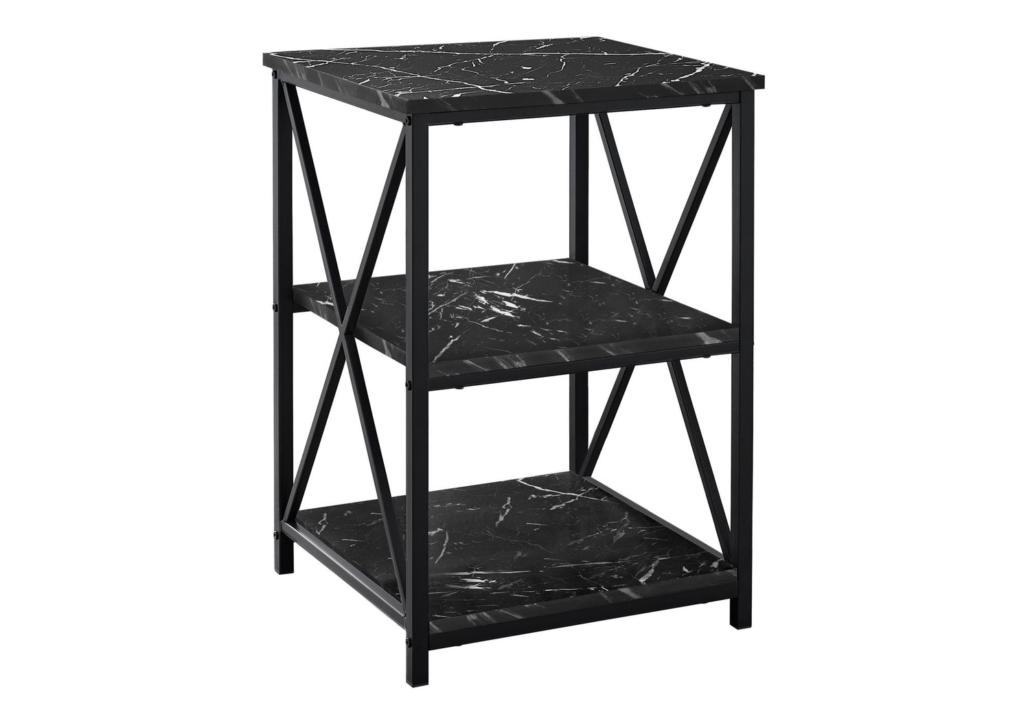 3 Tier Accent Table, Side Marble Look Contemporary &amp; Modern