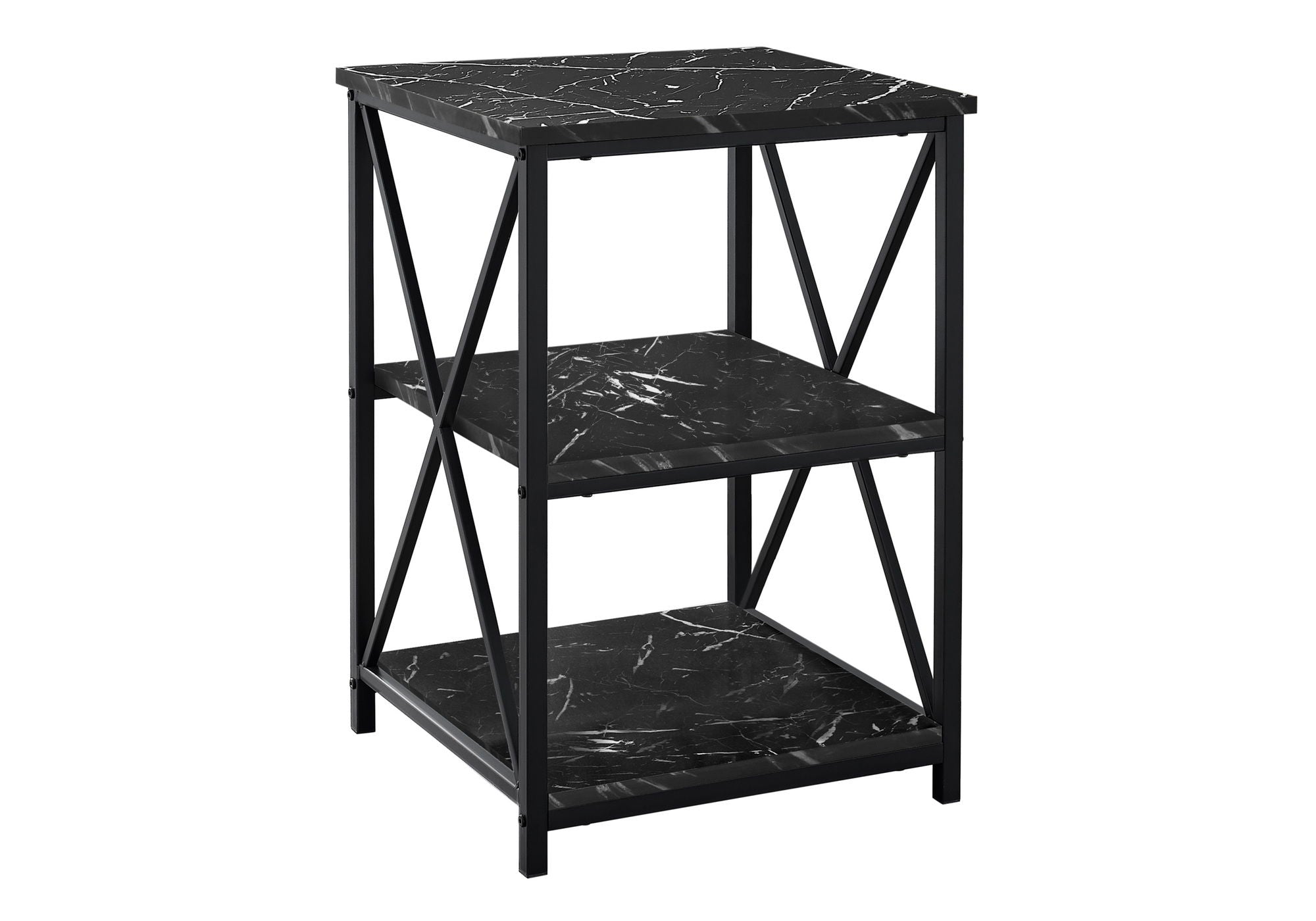 3 Tier Accent Table, Side Marble Look Contemporary &amp; Modern