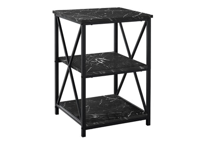 3 Tier Accent Table, Side Marble Look Contemporary &amp; Modern