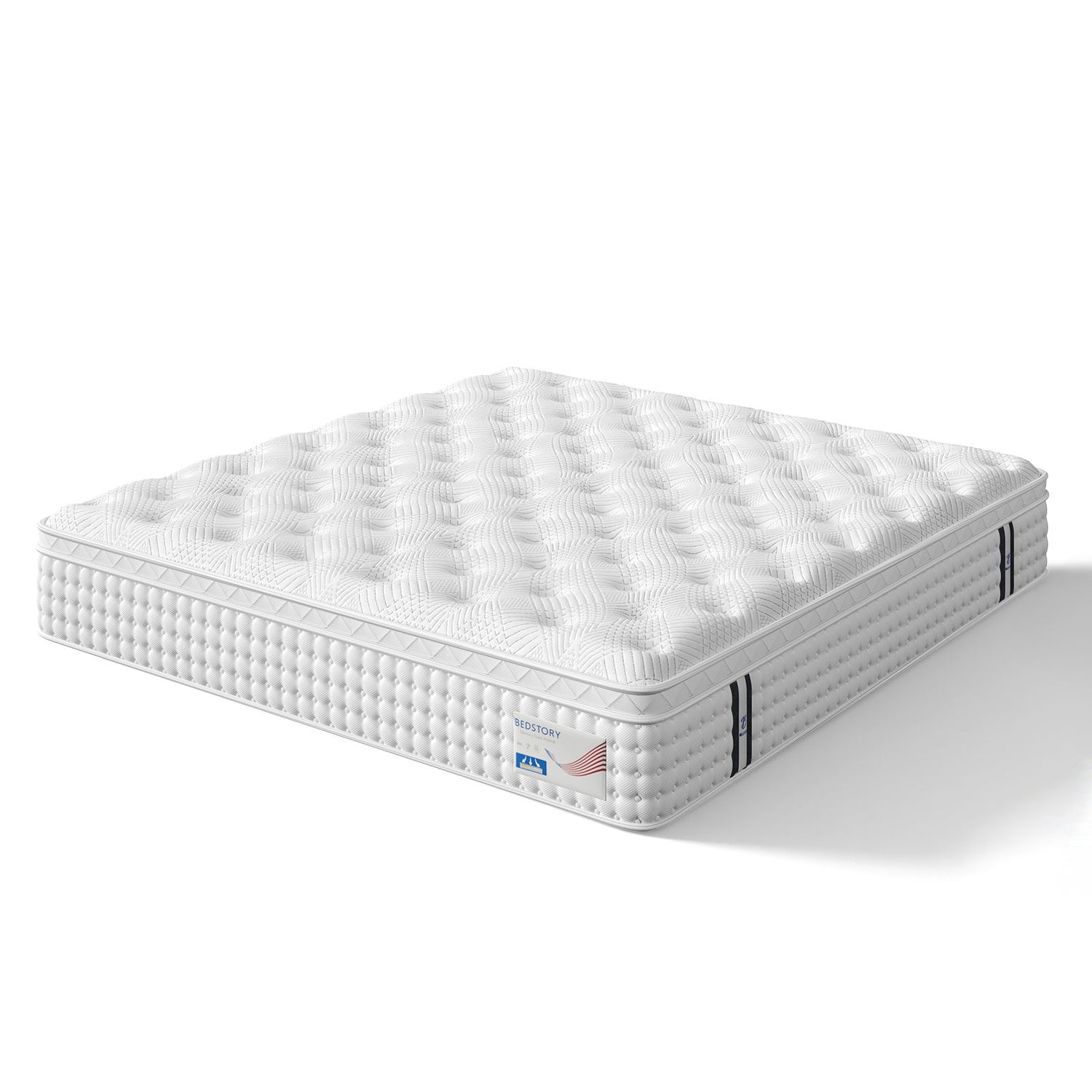 12" King Hybrid Mattress, Memory Foam &amp; Pocket Spring Bed, Medium Firm Comfort, Spine Support, Quiet &amp; Breathable - White