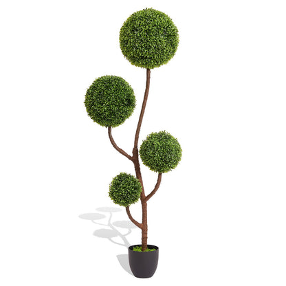 Artificial Boxwood Topiary Tree Triple Ball Shaped Faux Plant 150 Cm - Green