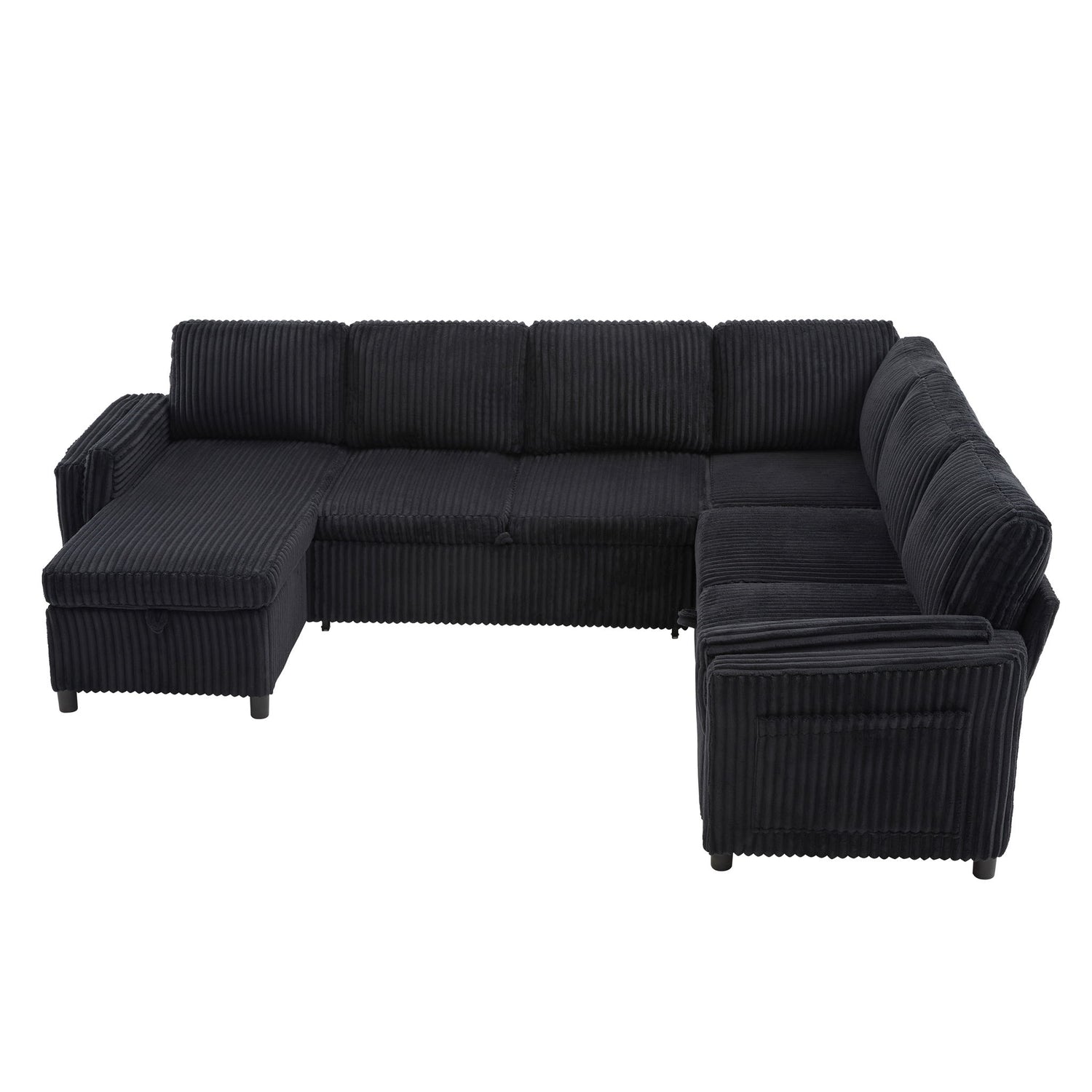 Convertible U-Shaped Sectional Sofa Bed With USB Ports And Storage