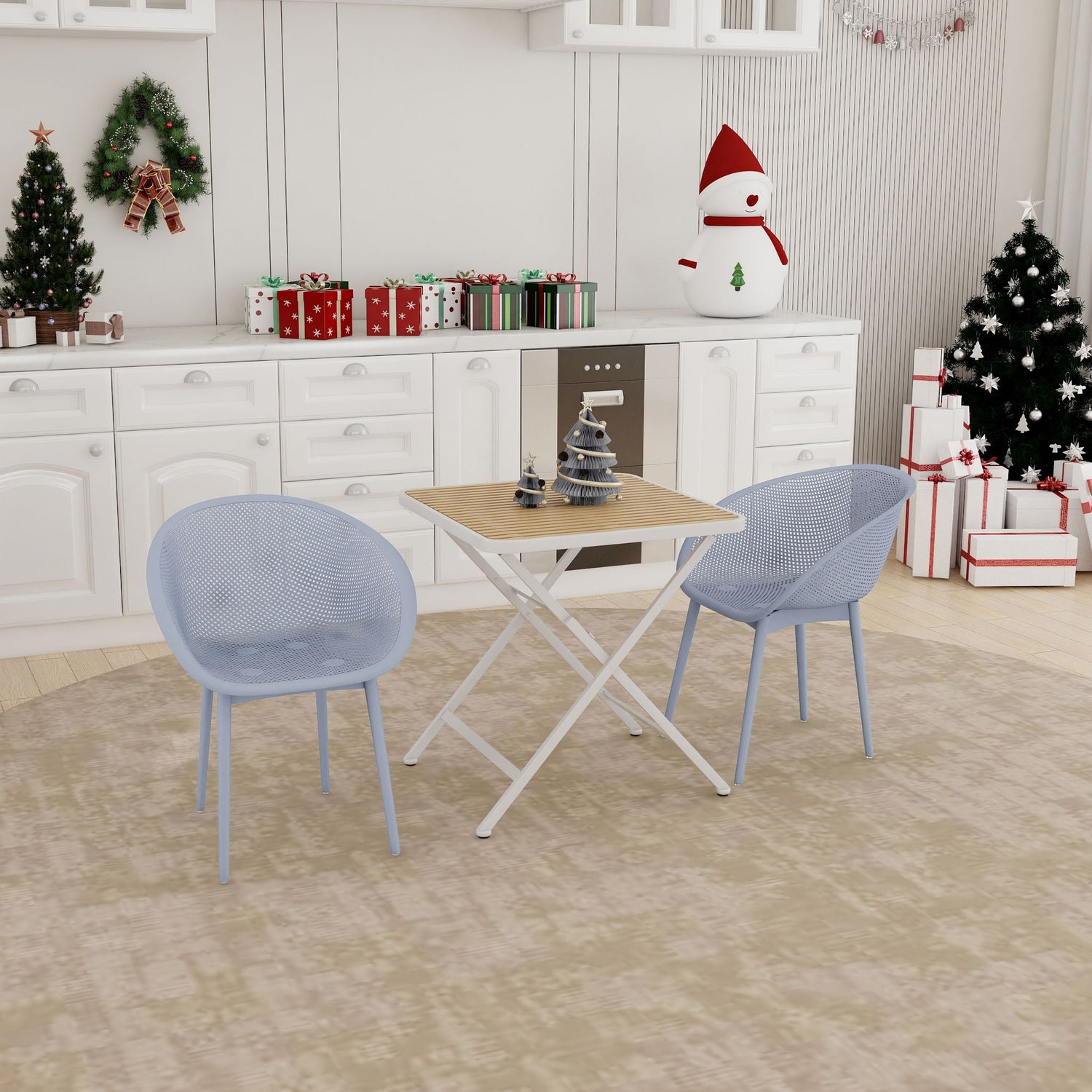 2 Pack Lounge Chair Set &amp; Folding Square Table