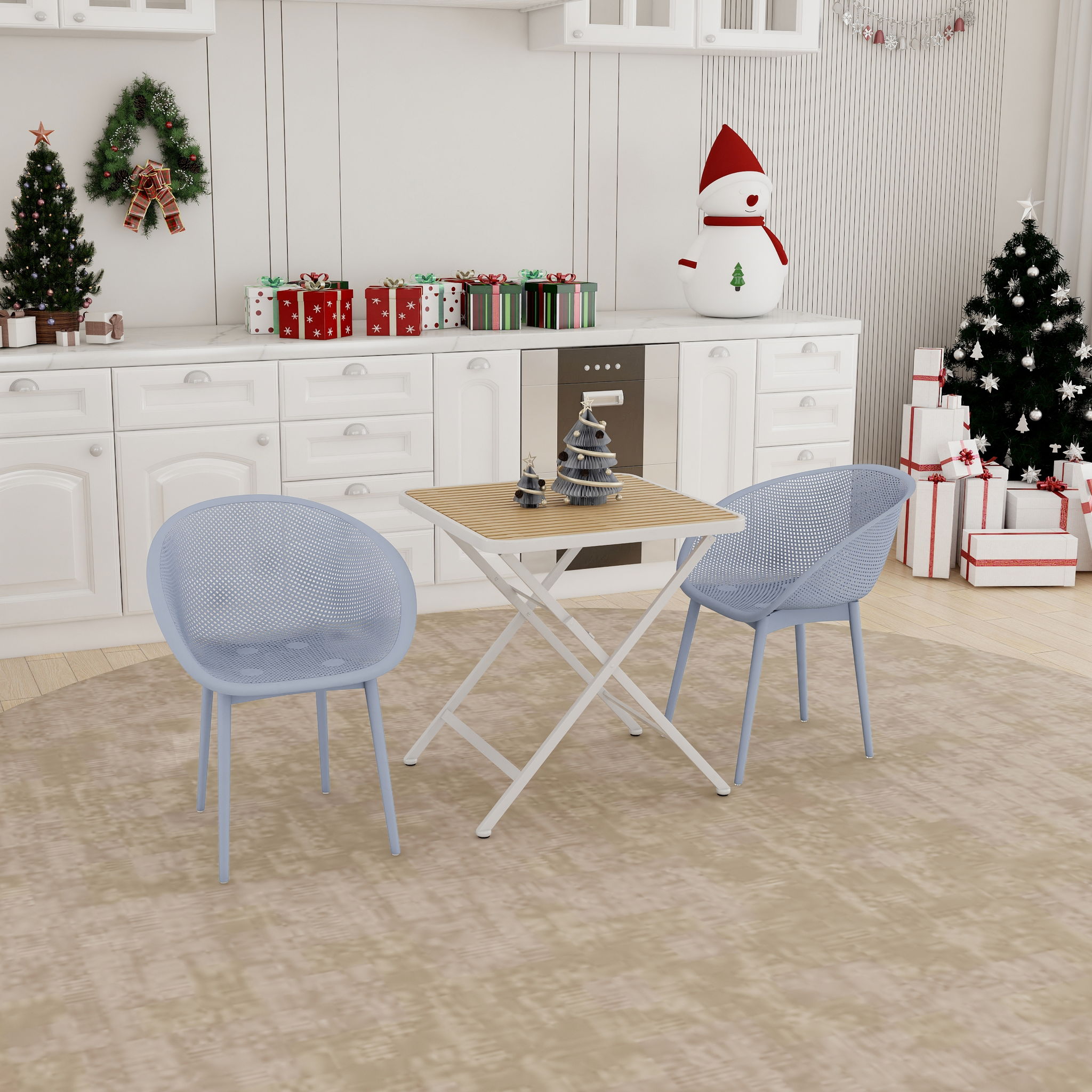 2 Pack Lounge Chair Set &amp; Folding Square Table