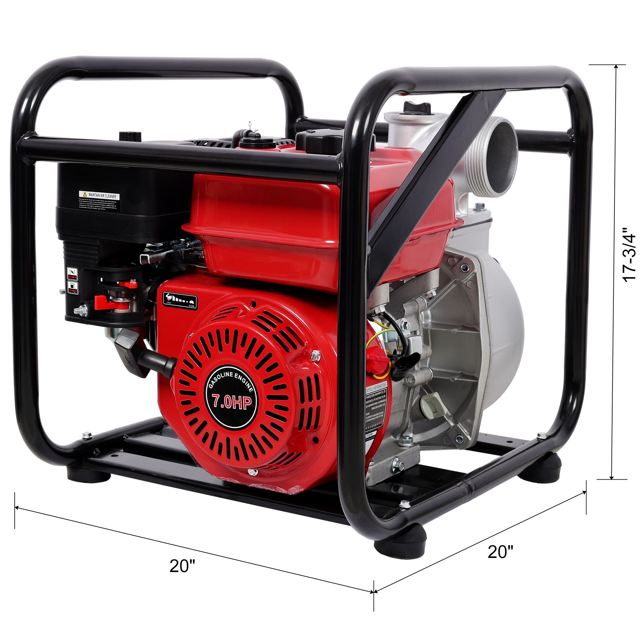Gasoline Powered Water Pump 3&quot; Inlet &amp; Outlet, 264Gpm Flow, 7Hp Engine - Black / Red