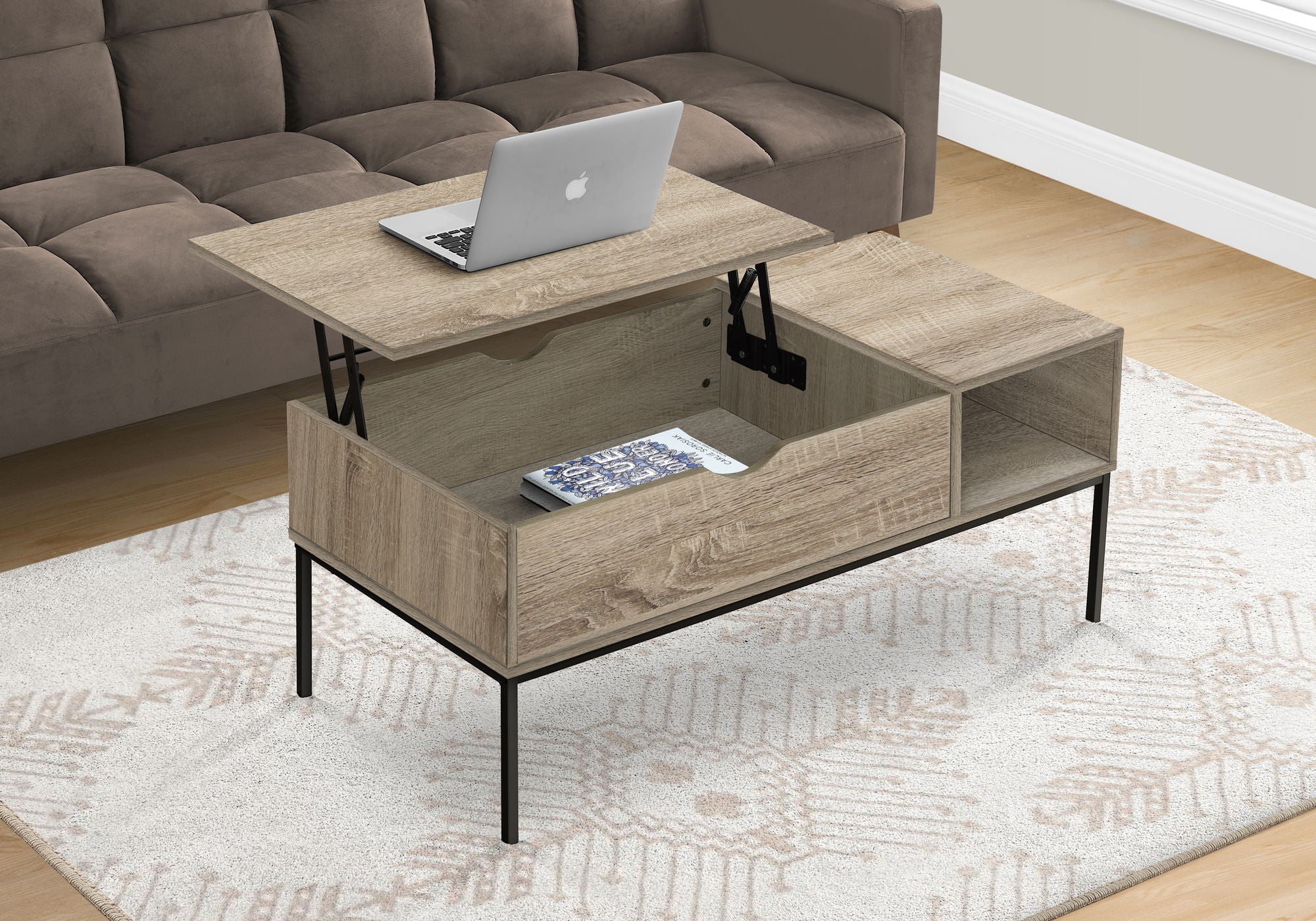 Table, Rectangular, Cocktail, Functional Lift-Top, Contemporary &amp; Modern