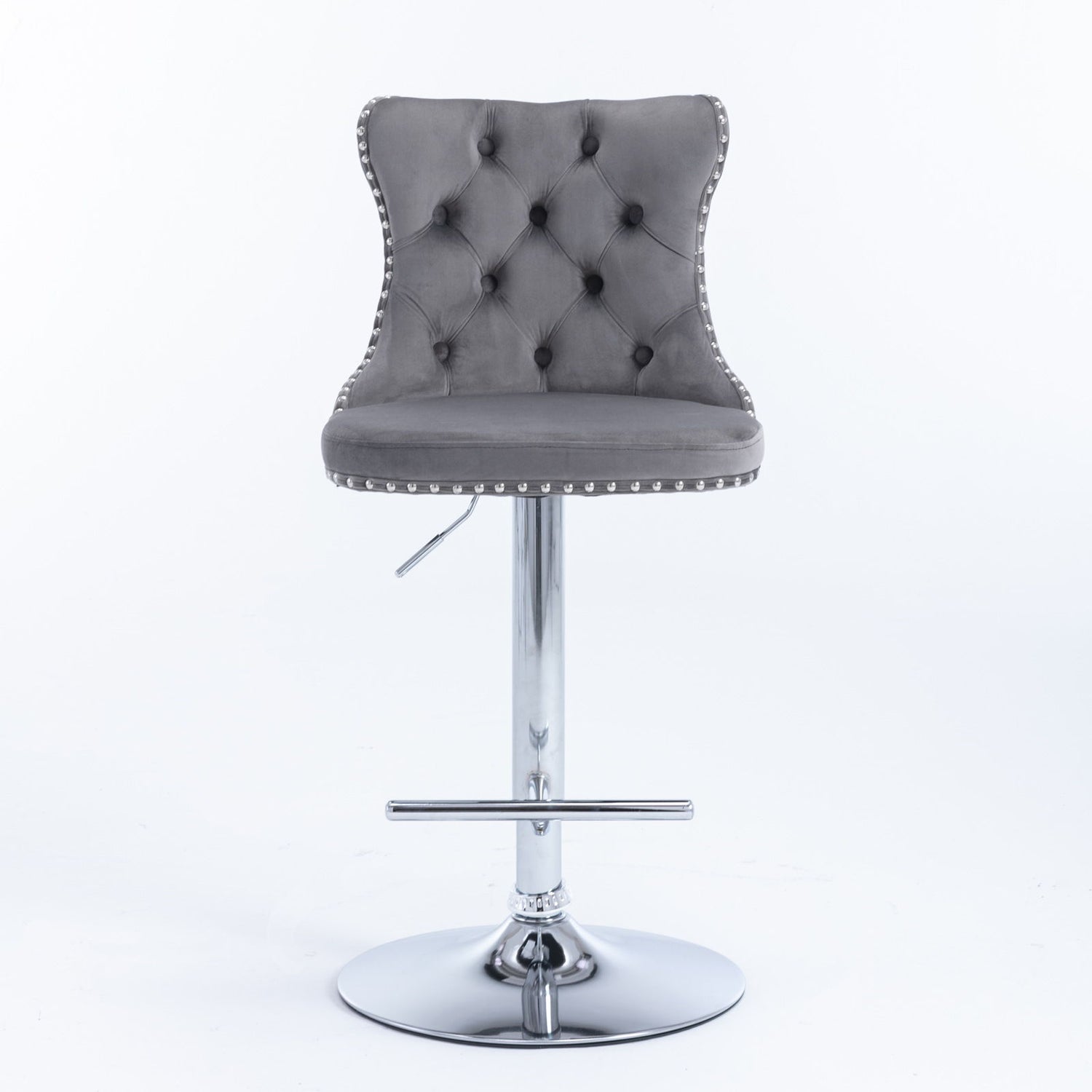 Swivel Velvet Barstools Adjusatble Seat Height From 25-33&quot;, Modern Upholstered Chrome Base Bar Stools With Backs Comfortable Tufted For Home Pub And Kitchen Island (Set of 2)