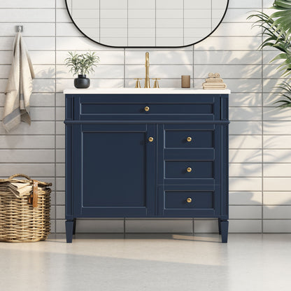 Bathroom Vanity &amp; Top Sink, Modern Bathroom Storage Cabinet With 2 Drawers And A Tip-Out Drawer