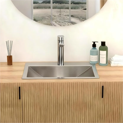 21 X 17&quot; Drop In Bathroom Sink With Pop Up Drain, Stainless Steel Su304, Durable &amp; Rust Resistant, Easy Installation - Brushed Nickel