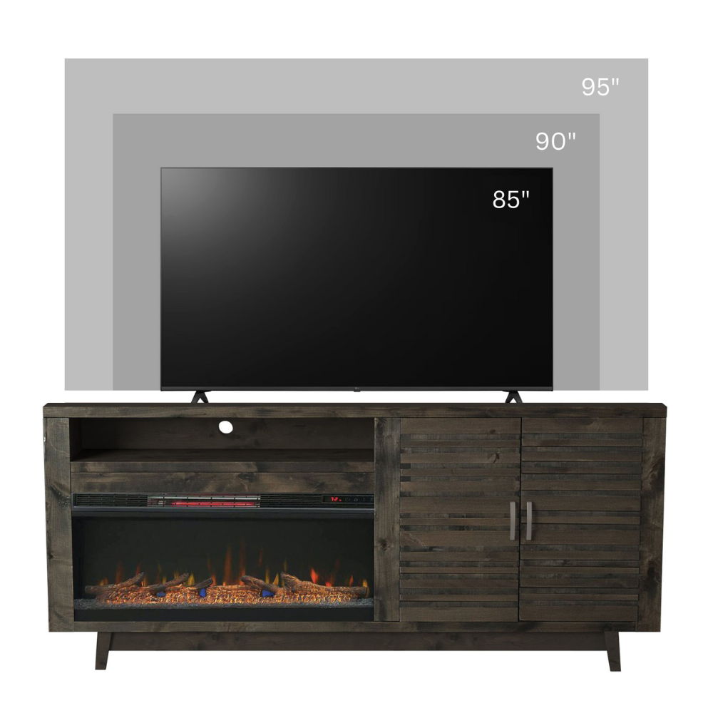 Avondale - Electric Fireplace TV Console, For TVs Up To 95&quot; - Charcoal Brown