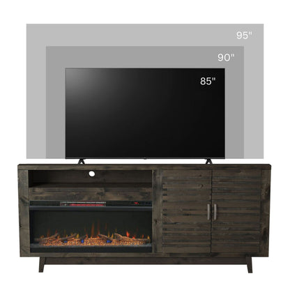Avondale - Electric Fireplace TV Console, For TVs Up To 95&quot; - Charcoal Brown