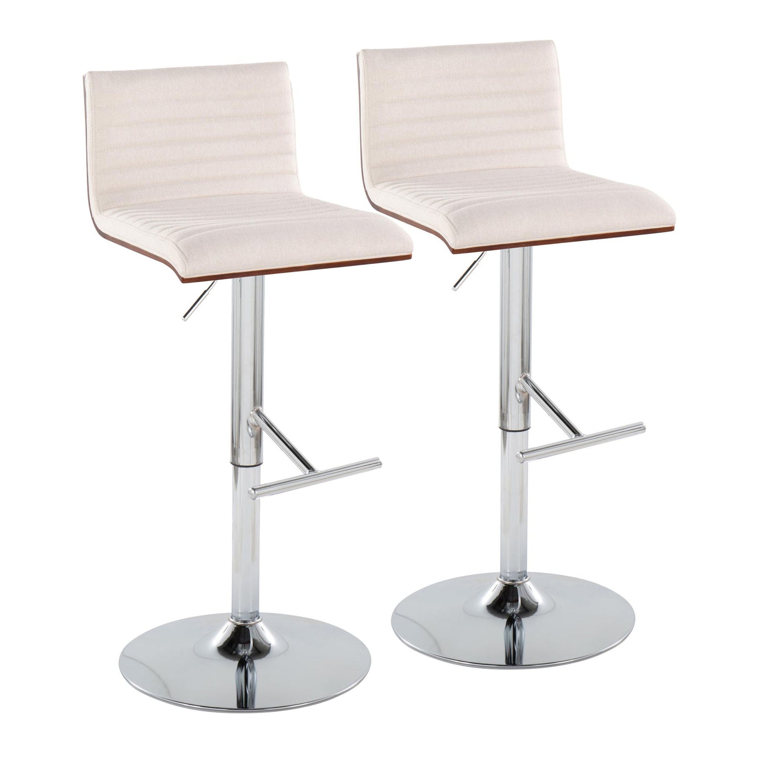 Mason - Contemporary Adjustable Barstool &amp; Swivel With Straight T Footrest (Set of 2)