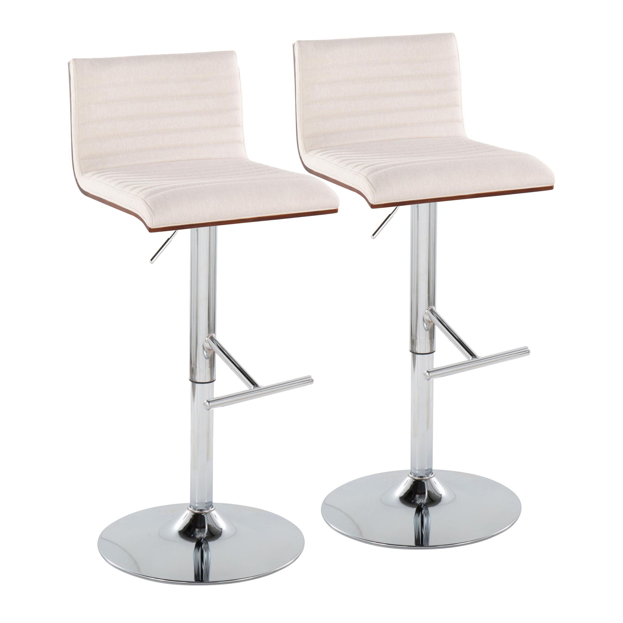 Mason - Contemporary Adjustable Barstool &amp; Swivel With Straight T Footrest (Set of 2)