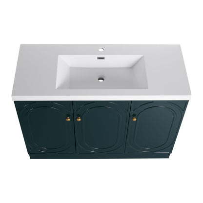Contemporary Freestanding Bathroom Vanity With Resin Sink &amp; Soft-Close Cabinet Doors