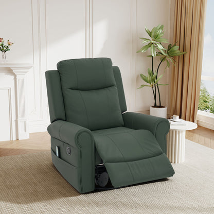 Manual Recliner Chair With 270 Degree Swivel, Massage &amp; Heating, Dual Reclining Positions