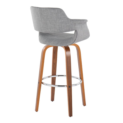 Vintage Flair - Mid Century Modern Fixed Height Barstool With Swivel &amp; Round Footrest (Set of 2)