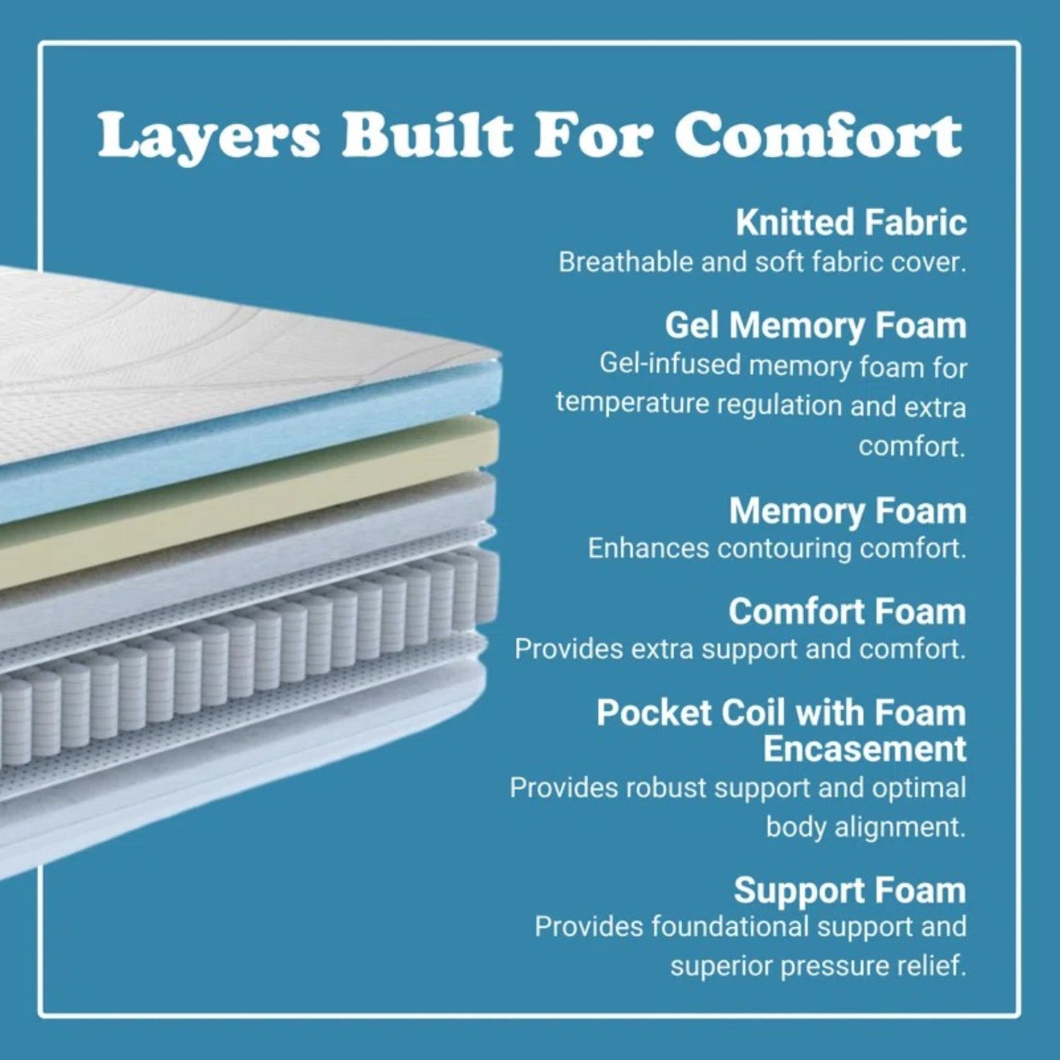 Kruger 14&quot; Medium Cooling Gel Memory Edge Support Pocket Spring Removable Cover Hybrid Mattress