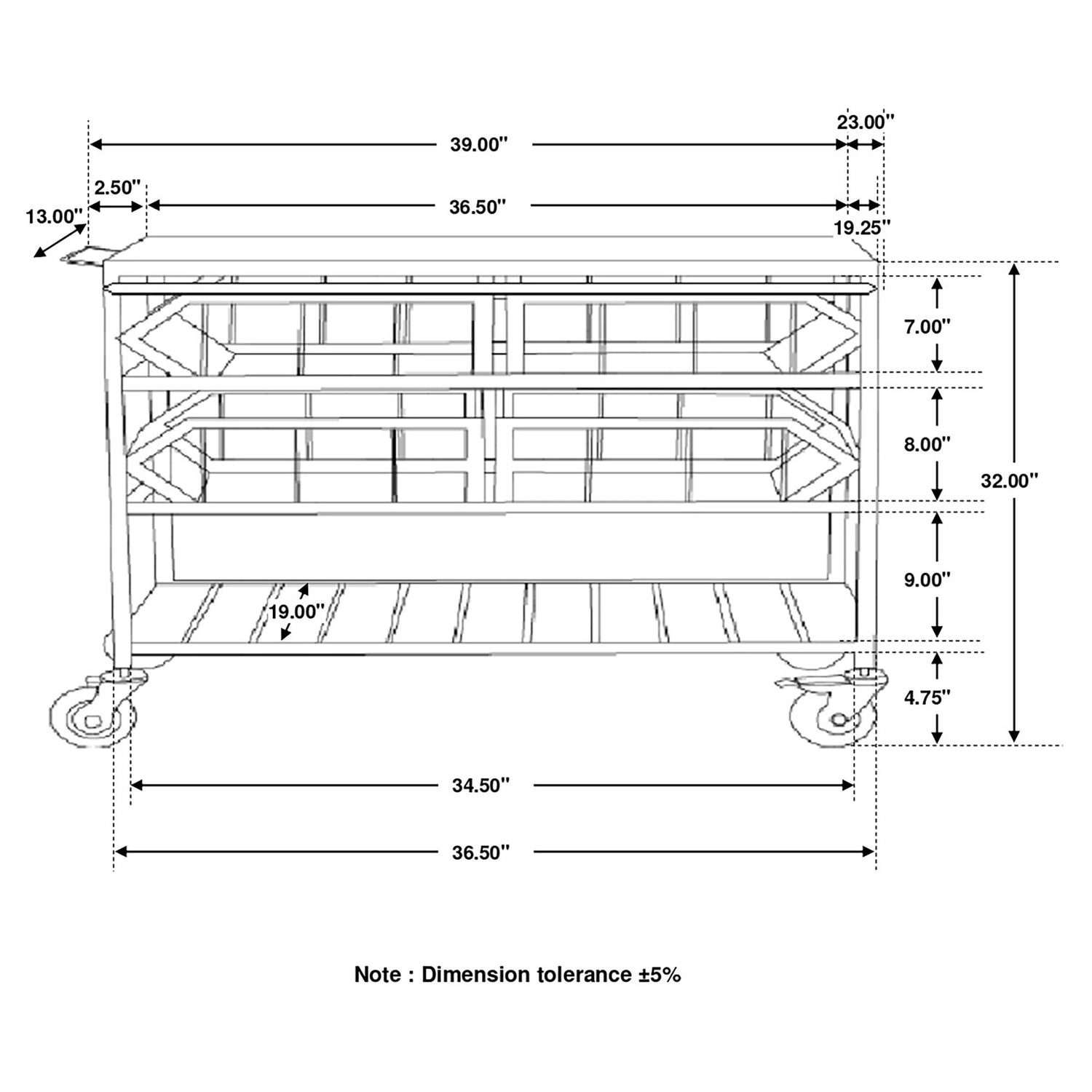 Ingalls - Accent Storage Cart With Casters, Shelves - Black