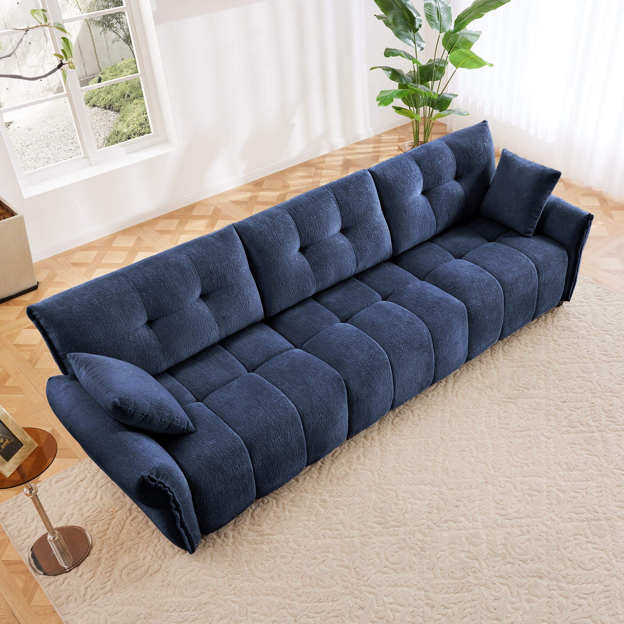 Modern Sofa &amp; Pillows, Textured Cover, High Rebound Cushions