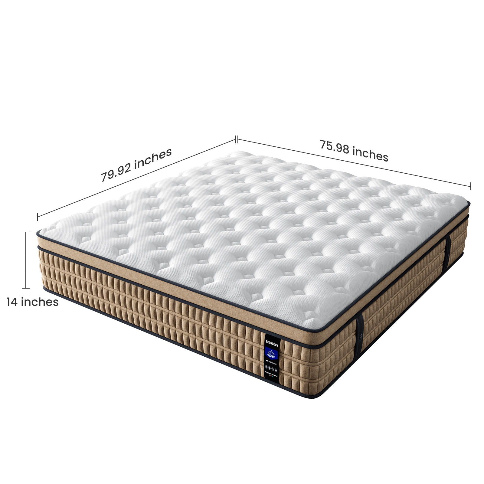 14" King Mattress Hotel Collection Hybrid Mattress With Gel Memory Foam &amp; Pocket Springs - Brown / White