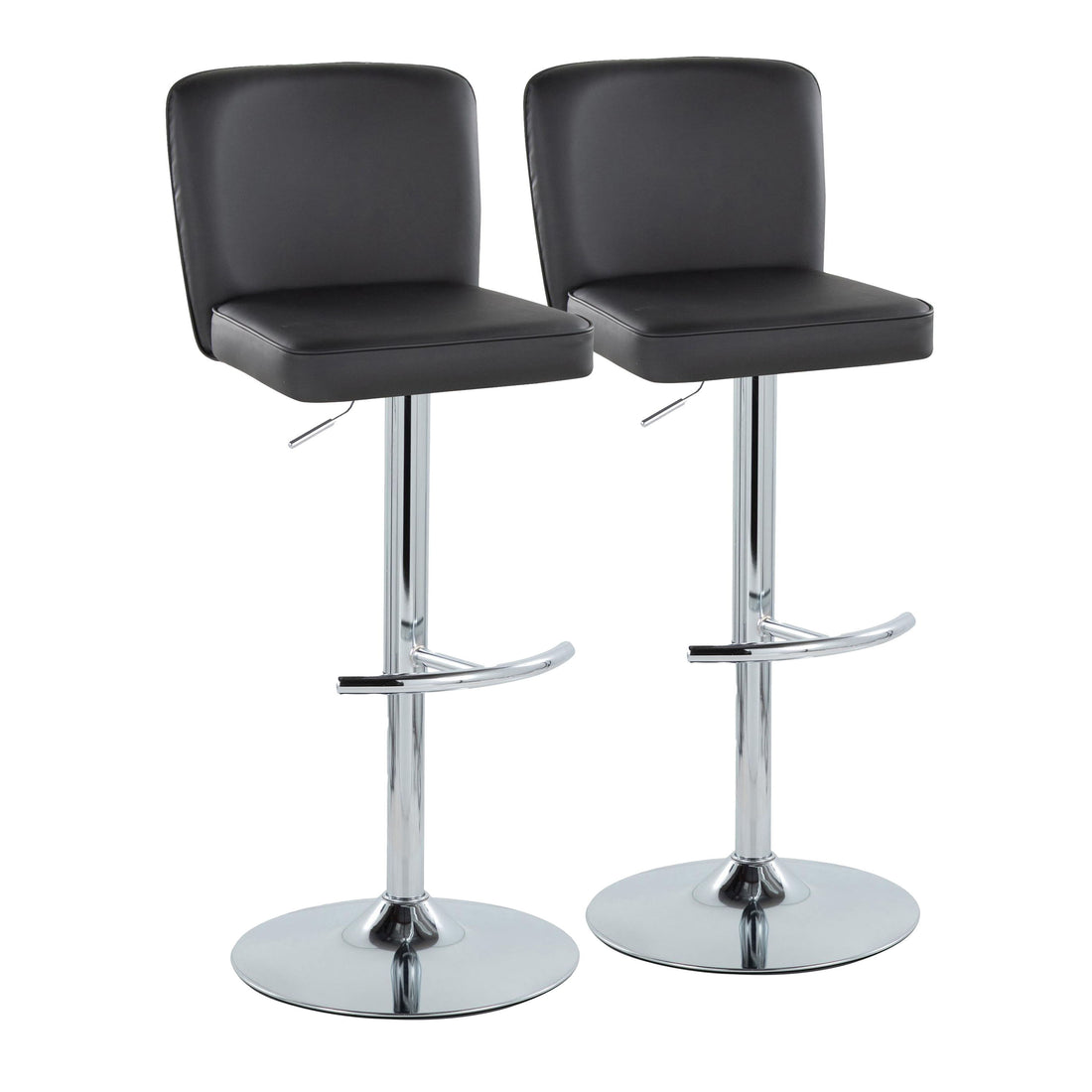 Henry - Contemporary Adjustable Barstool With Swivel &amp; Rounded T Footrest (Set of 2)