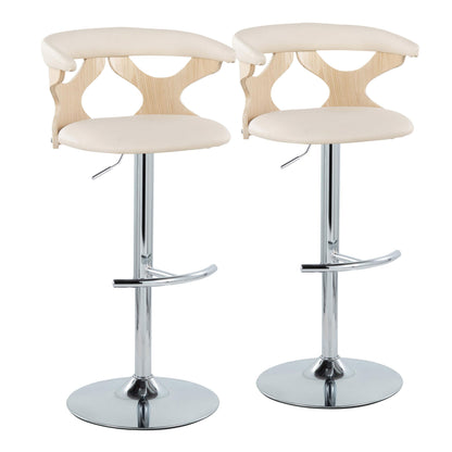 Gardenia - Contemporary Adjustable Barstool &amp; Swivel, Rounded T Footrest (Set of 2)