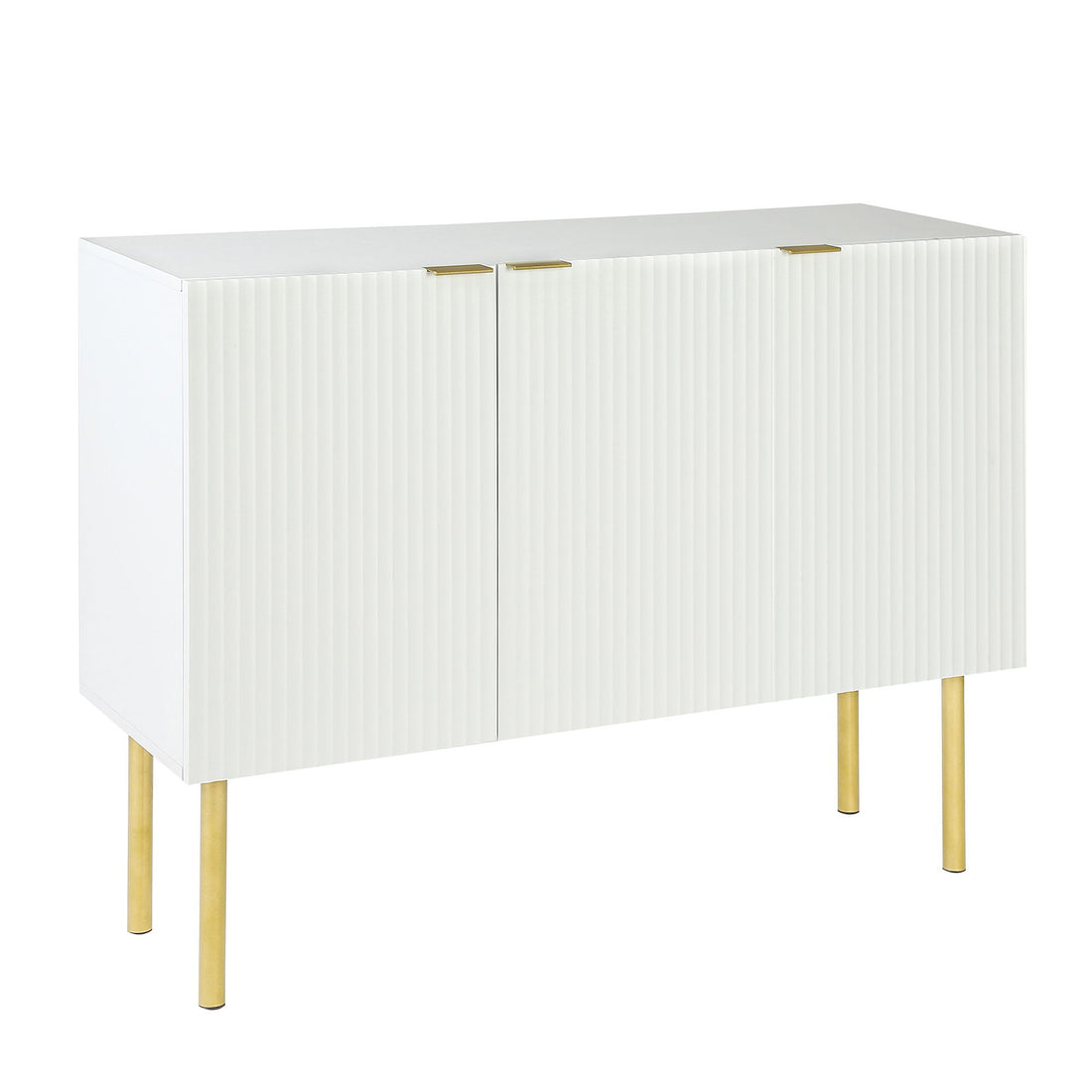 Modern Simple &amp; Luxury Style Sideboard Particle Board &amp; Board Cabinet With Gold Metal Legs &amp; Handles, Adjustable Shelves For Living Room, Dining Room