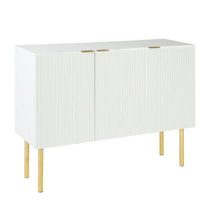 Modern Simple &amp; Luxury Style Sideboard Particle Board &amp; Board Cabinet With Gold Metal Legs &amp; Handles, Adjustable Shelves For Living Room, Dining Room